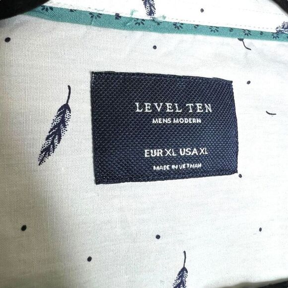 Level Ten Men’s XL Button-Up Shirt Teal Blue Geometric Print 100% Cotton Casual - Picture 4 of 13